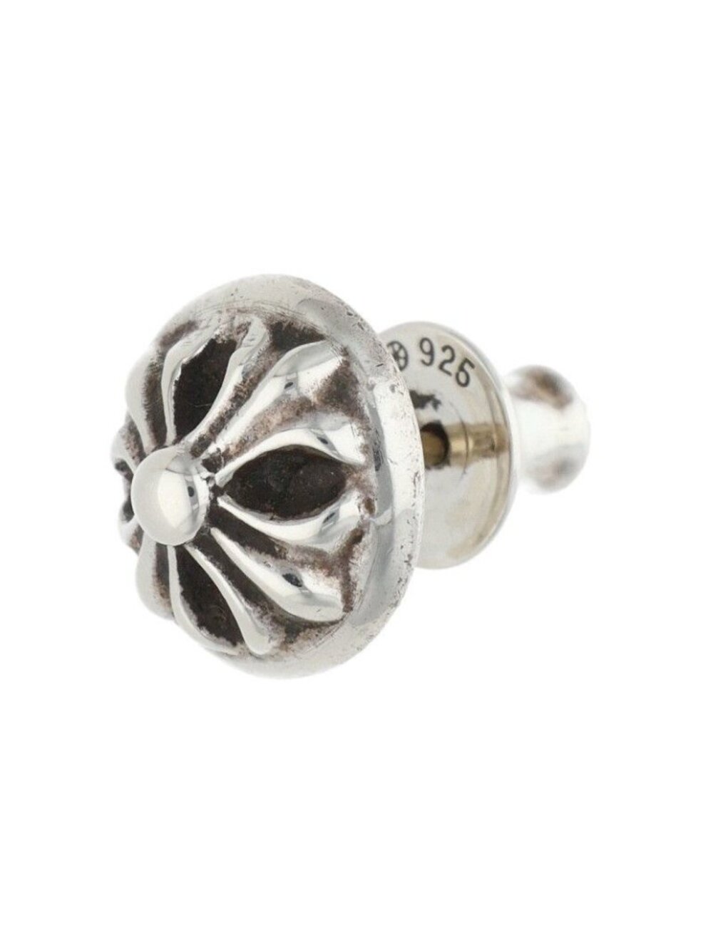 Chrome Hearts Stud Crsbll Cross Ball Silver Earrings